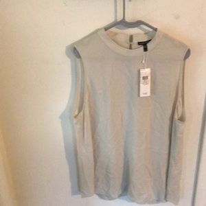 Eileen fisher silk georgette crepe high neck sleeveless tank color bone size XL